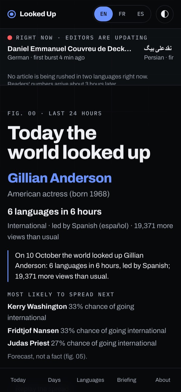 The same front page on a phone.